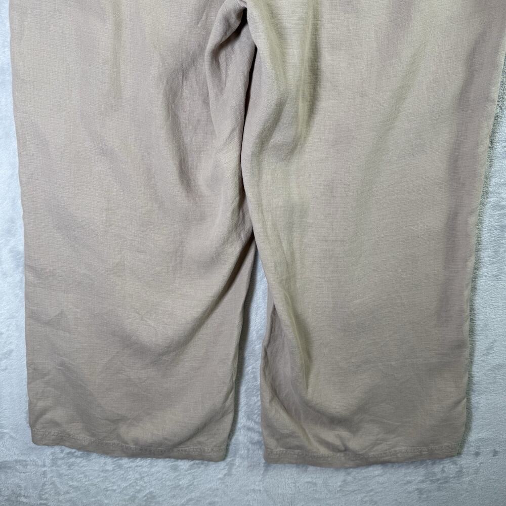 J Jill Purejill Pants Size Medium Tan Beige Wide Leg Linen Blend Boho Artsy - Picture 12 of 13